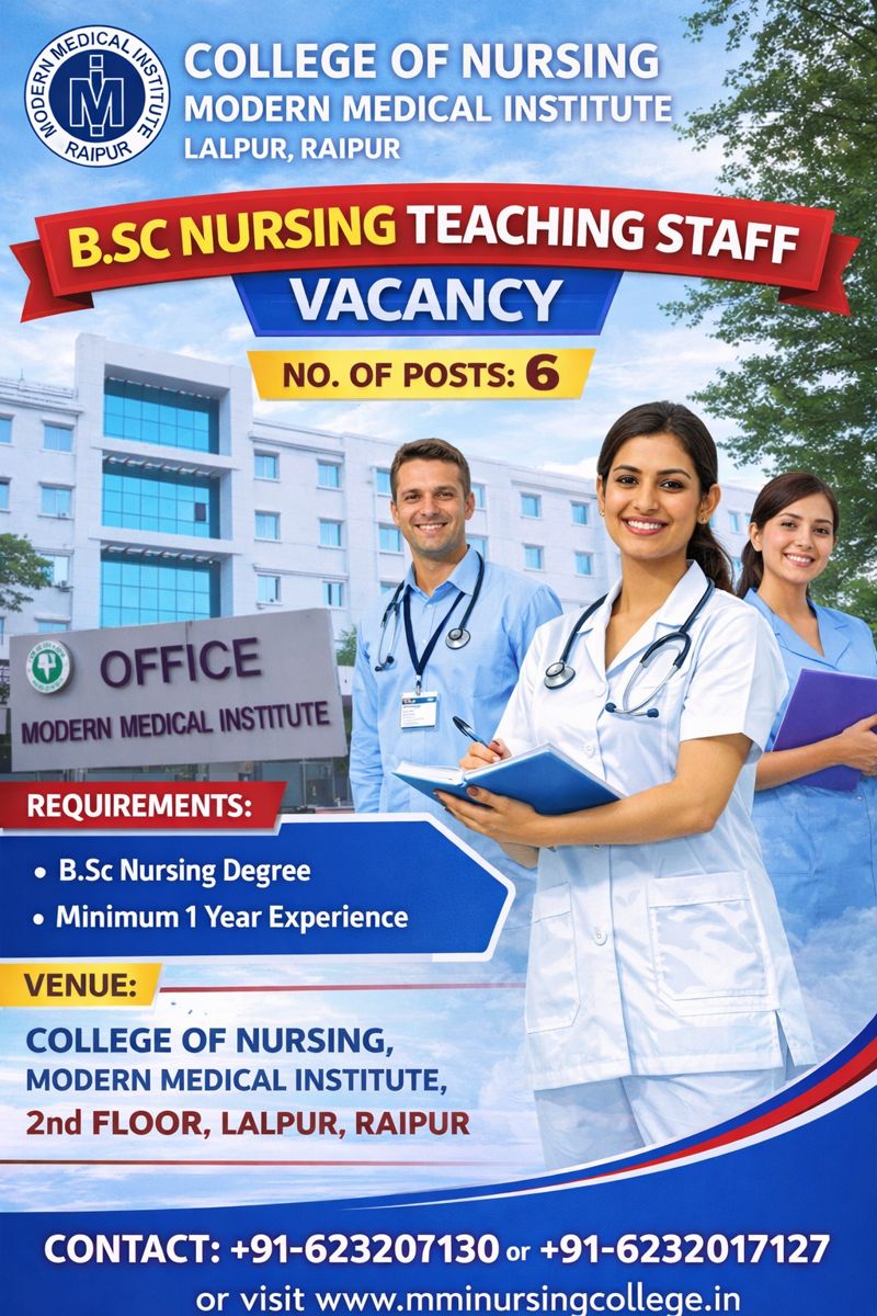 Recruitment Notification for B.Sc Nursing Teaching Faculty